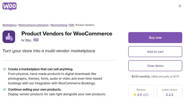 WooCommerce Multivendor/Marketplace Plugins