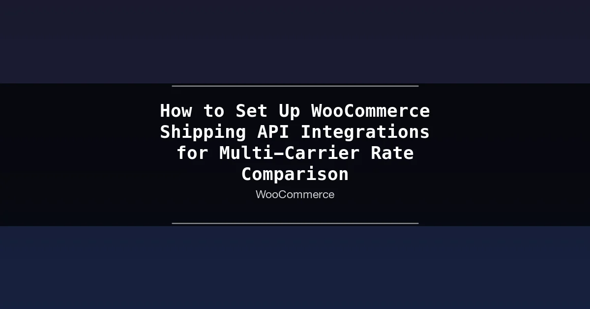 How to Set Up WooCommerce Shipping API Integrations for Multi-Carrier Rate Comparison