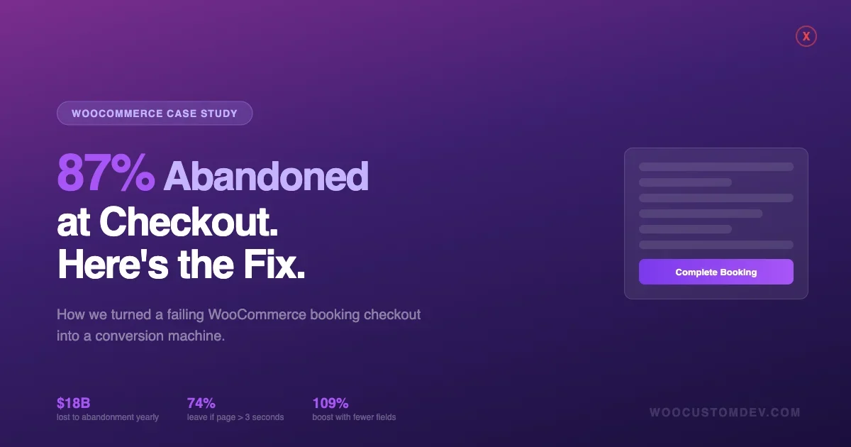 How We Fixed 87% Checkout Abandonment on a WooCommerce Booking Site (And How You Can Too)