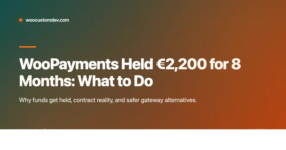 WooPayments Held €2,200 for 8 Months: What To Do, and Safer Alternatives
