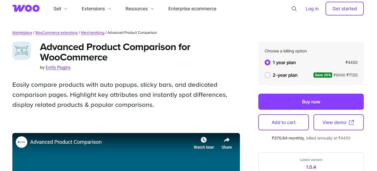 Advanced Product Compare for WooCommerce