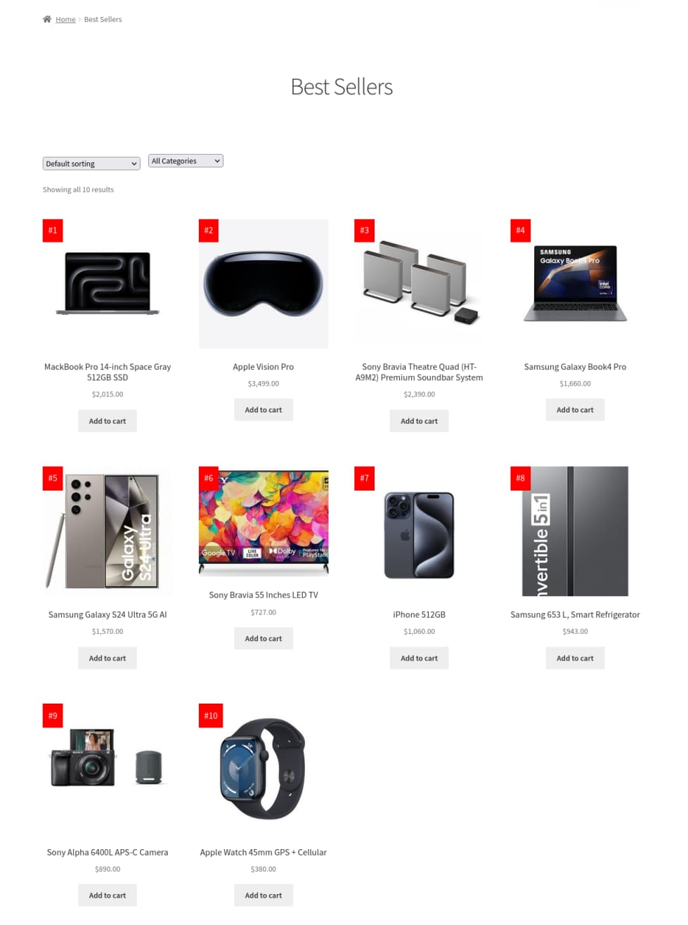 WooCommerce Best Seller Products