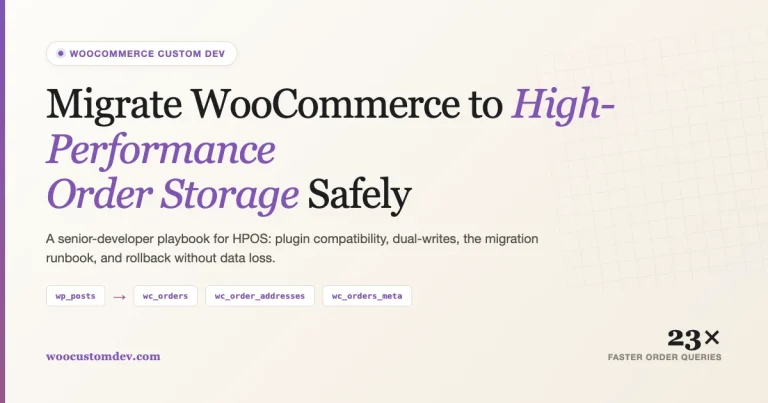 Migrate WooCommerce to High-Performance Order Storage (HPOS) safely — wp_posts to wc_orders, wc_order_addresses, and wc_orders_meta