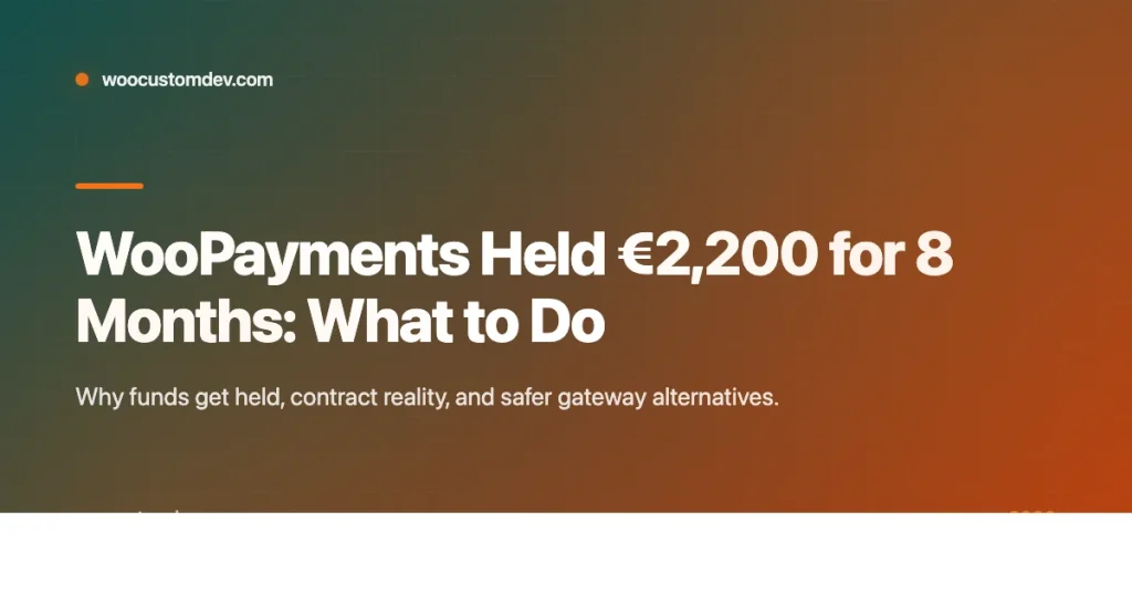 Banner for WooPayments held funds and safer payment gateway alternatives