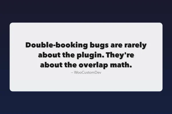 WooCommerce booking plugins double-booking prevention overlap math illustration
